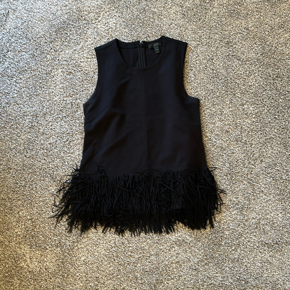 J.Crew Black Fringed Sleeveless Top